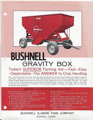 BUSHNELL ILLINIOS TANK CO. GRAVITY BOX Crop Handling Tractor Farm Flyer ad