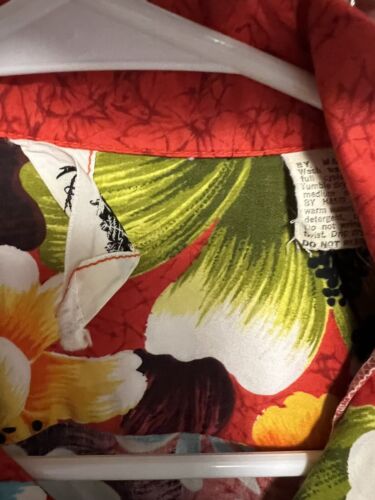 Vintage Hawaiian Shirt Men Small Reef USA Red Hibiscus Floral Welt Pocket 60s - Picture 3 of 5