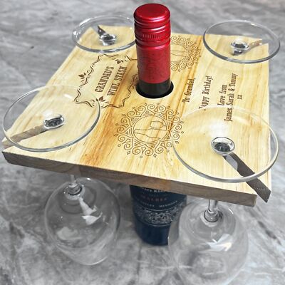 Weinvorrat Opa Geburtstag personalisiert Geschenk 4 Weingläser & Flaschenhalter