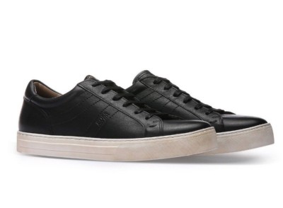 New    BOSS Calfskin Vintage Sneaker | Noir Tenn Itws Size 8 Boss Baltimore Tenn Numx In Black For Men | Low Top Leather  main image 2