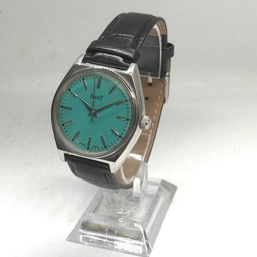 PIAGET Day Date Green Dial Manual Watch 36㎜ Black Leather Mens VTG - Picture 2 of 9