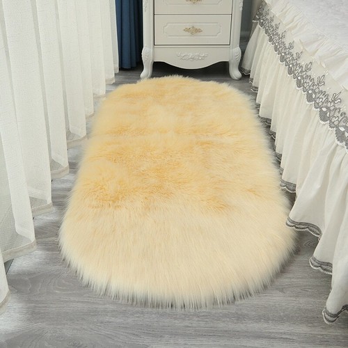 Tappeto ovale soffice pelliccia sintetica peluche camera da letto tappeti comodino peluche - Foto 12 di 32