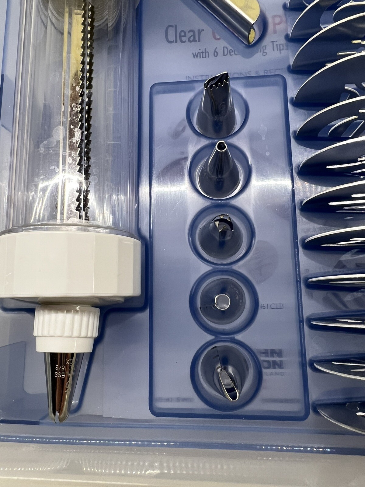 Kuhn Rikon Stainless Steel Cookie Press In Storage Box with 14 Molds