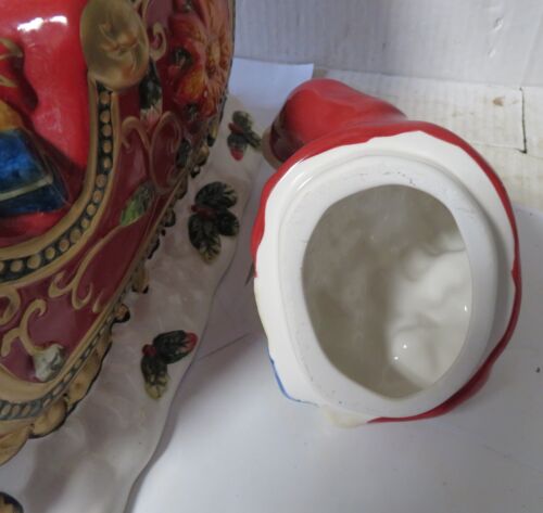 Vintage Christmas Cookie Jar Santa Claus in Sleigh Filled with Toys - Picture 7 of 12