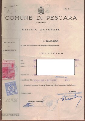 12536 FISHING municipal mark on document described by seller