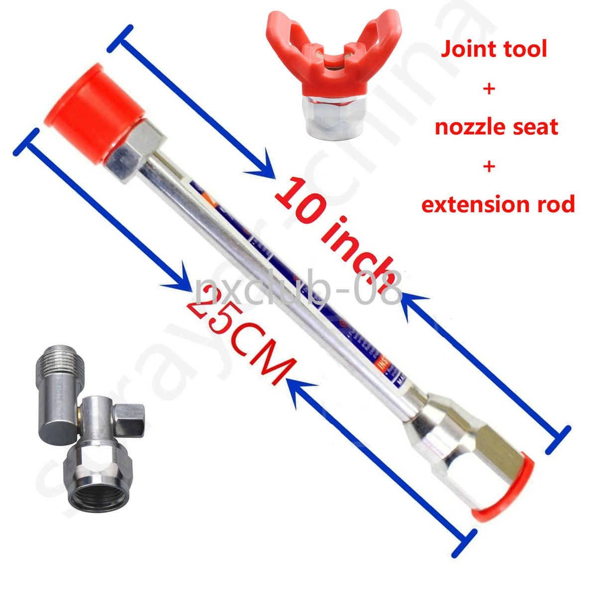 10 inch Airless Paint Spray Gun Extension rod W/ Swivel Joint and