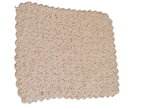 Vintage Crochet Placemats Scallop Edge Beige Colored Flecks Rectangle Set of 8 - Picture 4 of 7