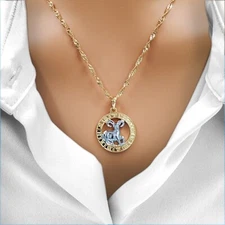 12 Star Horoscope Astrology Zodiac Birth Sign Chain Necklace Gold Coin Gift UK