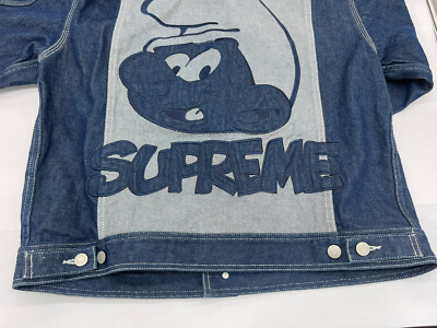 SUPREME SMURF Denim Trucker Jacket Blue Size Medium IN HAND Smurfs