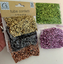New Pkg 5 Assorted TUBE CONFETTI Table Craft Metallic Purple Green Bronze Gold