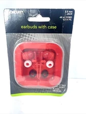 e-circuit Earbuds With Case 3.5 MM Jack, 48 inch chord. Red