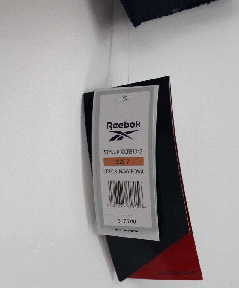 REEBOK COLORBLOCK HOODED PUFFER COAT NAVY/ROYAL CHILDS SIZE 7 NWT $75 - Image 3 of 3