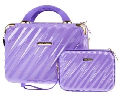 Marcy McKenna Hamptons Beauty Case Bundle  (1 Large & 1 Small) -Purple-NWT