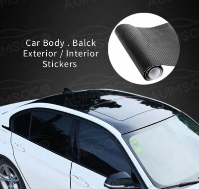 Car SUV Accessories Glossy Carbon Fiber Vinyl Film Car Interior Wrap BLK Sticker