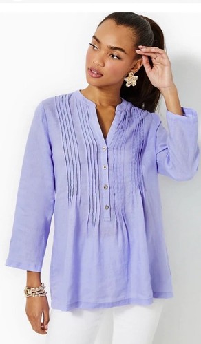 Lilly Pulitzer Sarasota Linen Tunic Top XL extra Large Lilac Purple &148.00