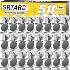 50 Pack Magnetic Clips Heavy Duty, Silver Magnet Clips for Fridge Refrigerator