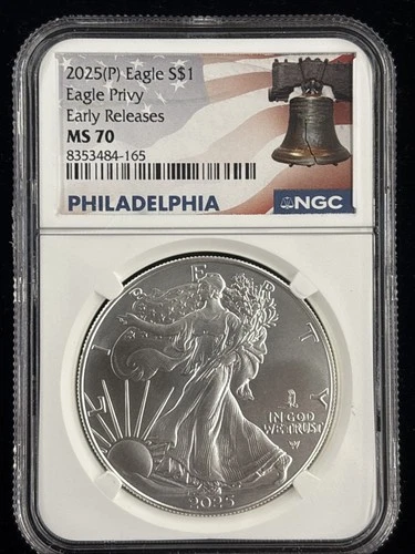 2025 (P) American Silver Eagle w/ Eagle Privy NGC MS70 Early Releases