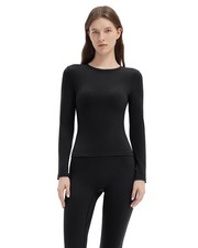 Women 2 Piece Workout Sets Tummy Control High Waisted Leggings Long Sleeve Wo...