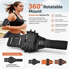 Sports Wristband Phone Holder 360 Rotatable Arm Strap Fits Most 4-7 Inch Phones