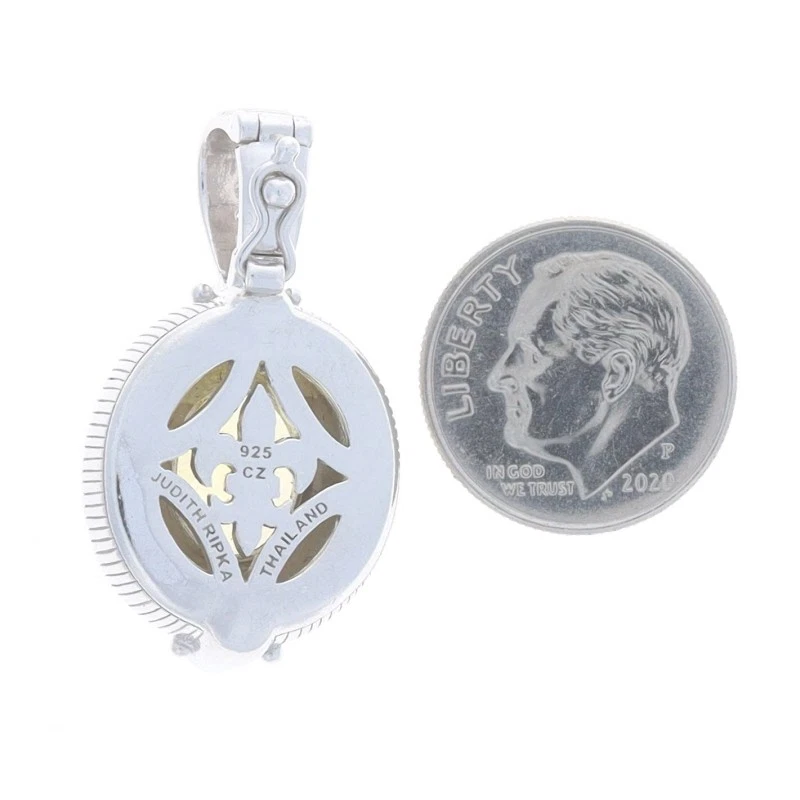 Judith Ripka Limone Citrino & Zircone Cubico Enhancer Ciondolo - Argento 925 - Immagine 3 di 4