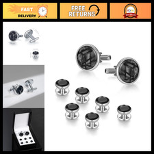 Classic Men's Tuxedo Shirt Cufflink Set, Mother-of-Pearl Buttons, Formal Wedding