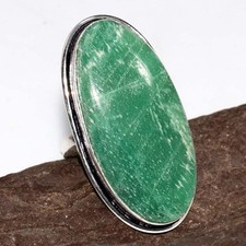 Green Jade 925 Silver Plated Ring US 6 Artist Made Jewelry Most Beautiful GW