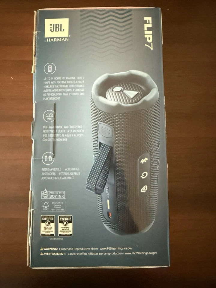 Altavoz Bluetooth JBL Flip 7 caja al por menor solo con insertos - no incluye altavoz Foto 3 de 4