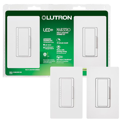 Lutron Maestro LED+ Multi-Location LED Touch Light Dimmer Kit White 150 Watts