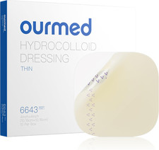 Ourmed Hydrocolloid Bandages Large 4" X 4", 10 Pack Wound Dressing with Self-Adh