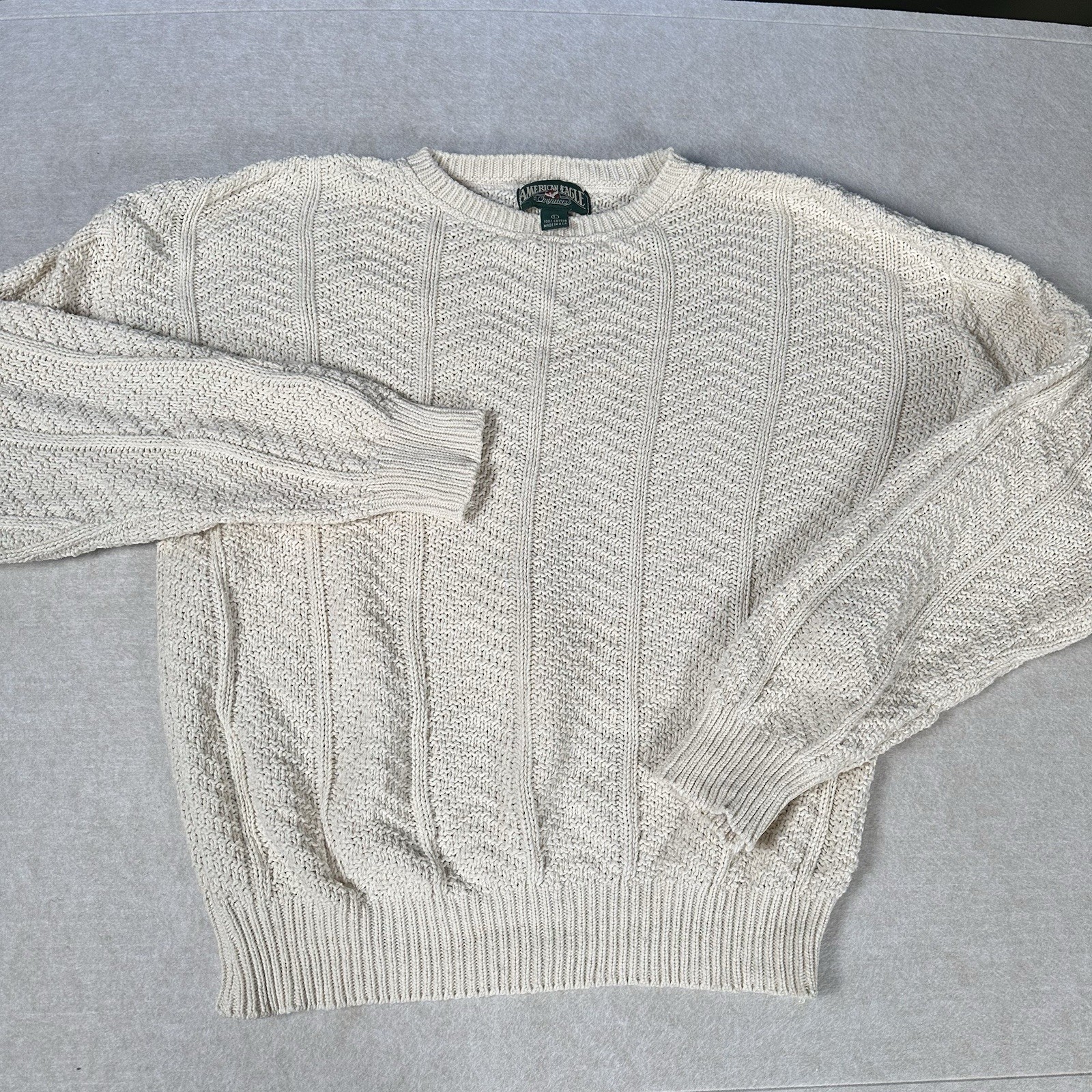 American Eagle Cream Cable Knit Sweater – Women Size Large