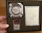 Vintage Coca-Cola Silver Cigarette Lighter, Ashtray & Case Collectible Set