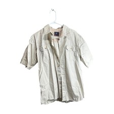 Wrangler Mens Short Sleeve Button Up Shirt Khaki Tan Cotton Size M