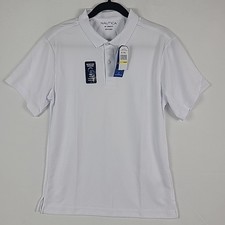 NEW Nautica Youth White Polo Shirt School Uniform Stretch Preppy Casual Sz M