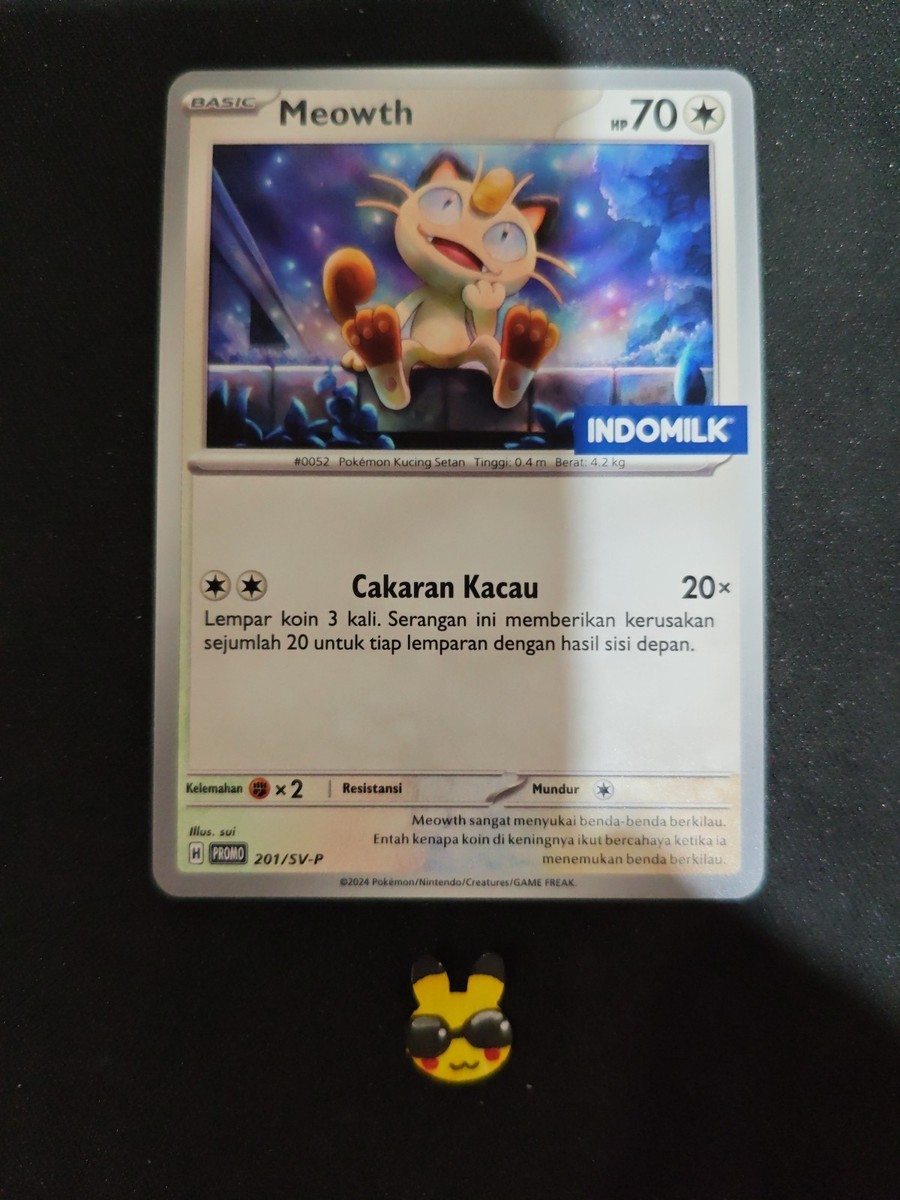 Pokemon Meowth Indomilk Promo 201/SV-P Stamped TCG Indonesia New