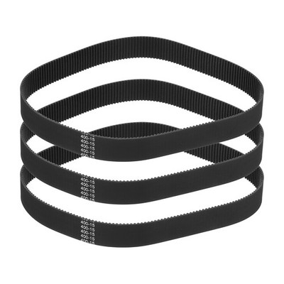 400mm GT-2 Timing Belt, 3pcs 15mm Width 2mm Pitch 3D Printing Closed Loop, Black