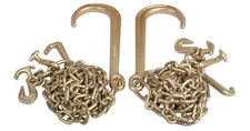 2PCS G70 5/16'' x 10FT Tow Chain Long Shank J Hook w/ R T J & Grab Towing Hook