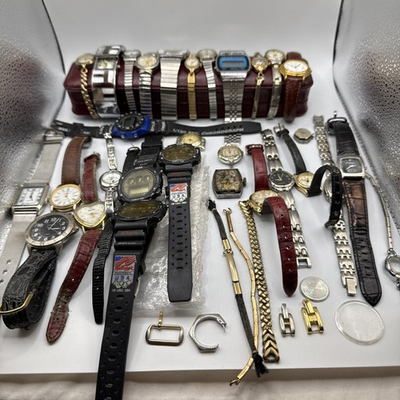 #ad Vintage Ladies Men’s 28 Watch Lot Bulova Fossil Pulsar…Parts Repair Untested $139.97