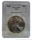 PCGS MS69 1990 American Silver Eagle Fine Silver US Coin