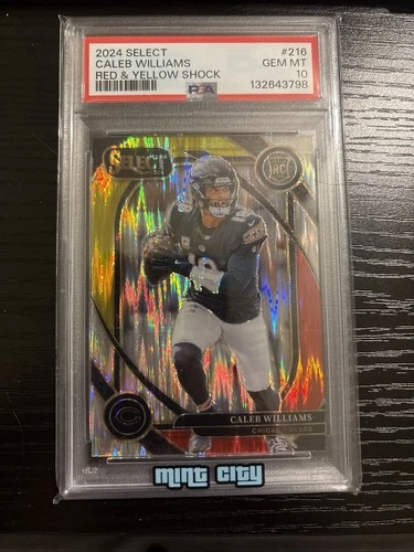2024 Select Caleb Williams Club RC Red and Yellow Prizm Shock #216 Bears PSA 10