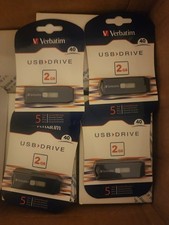 Lot of 4 VERBATIM Classic USB 2.0 Flash Drive, 2 GB, Blue 97086 Brand New