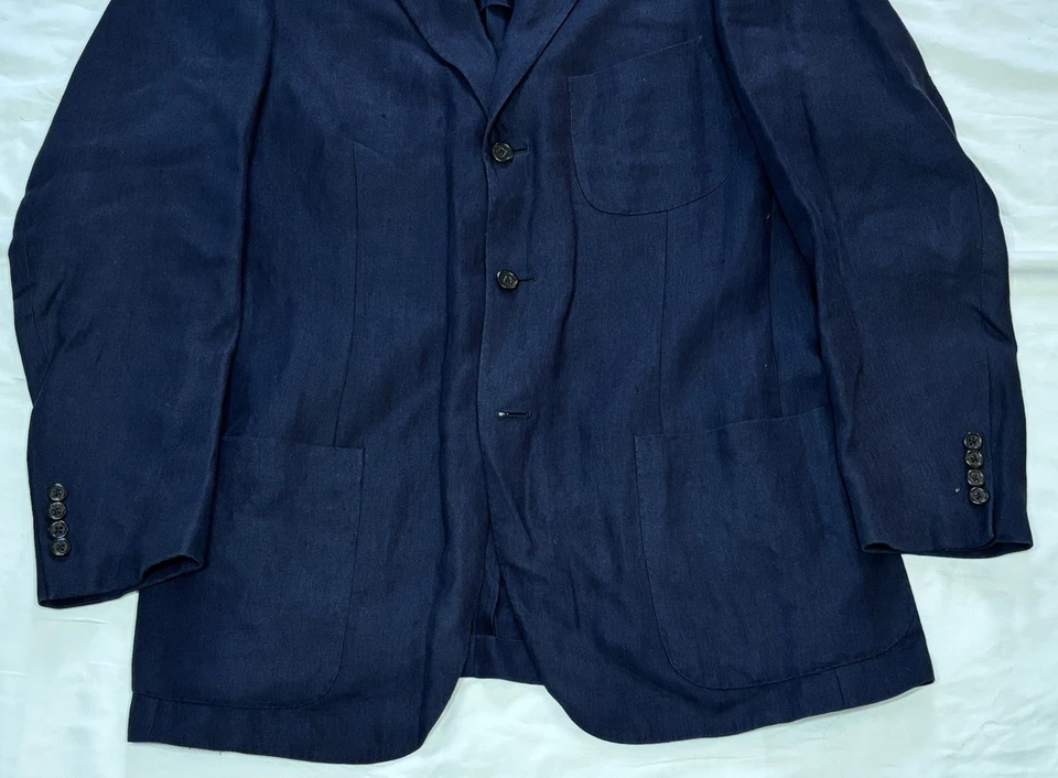 Винтажный мужской льняной блейзер Polo Ralph Lauren неконструированный темно-синий размер 44? - Изображение 4 из 4