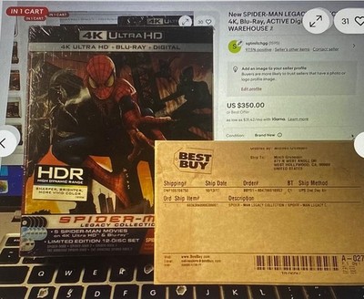 *NEW* 3-DISC SPIDER-MAN NUMBERED LIMITED-EDITION 4K+ACTIVE DIGI-BOOK: WAREHOUSE