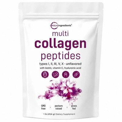 Micro Ingredients Multi Collagen Peptides Powder Type I-V-X Biotin HA Vitamin C