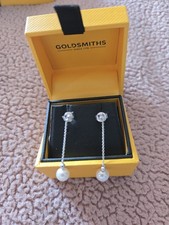 9ct White Gold Freshwater Pearl Drop Earrings