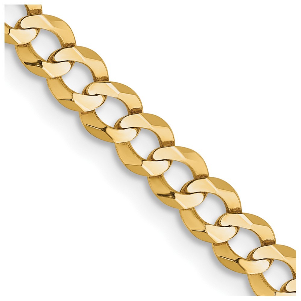 10K Yellow Gold 3.7mm Lightweight Flat Cuban Chain Necklace 20