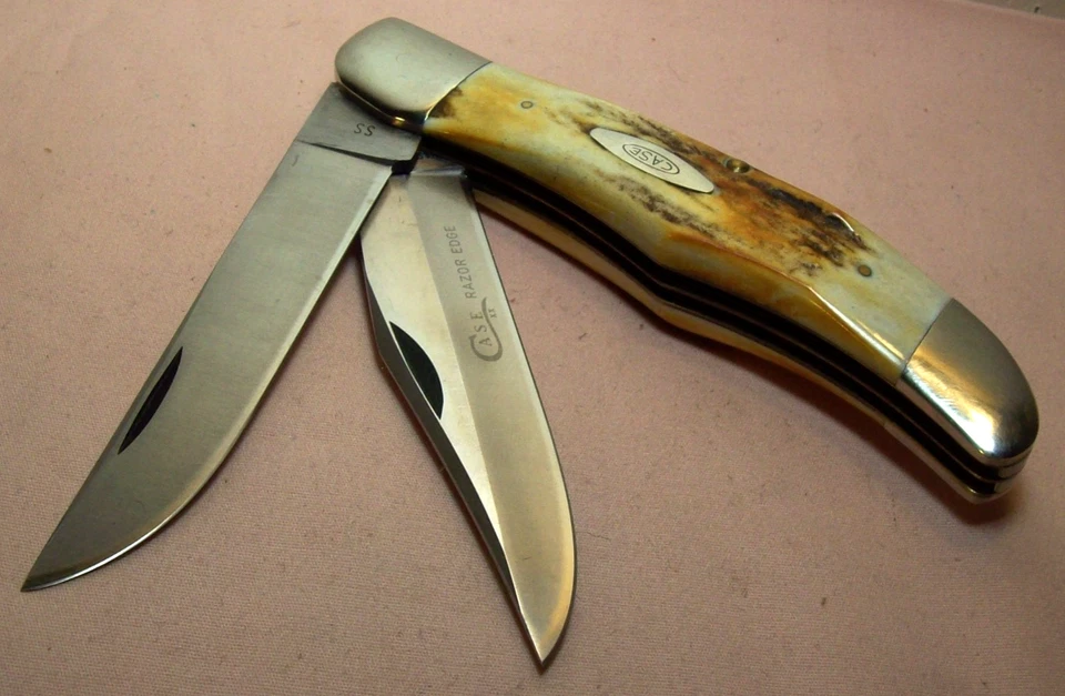 1976~CASE XX~FAT STAG LARGE FOLDING HUNTER 5265~GREY LETTER ETCH POCKET KNIFE~ - Image 2 of 4