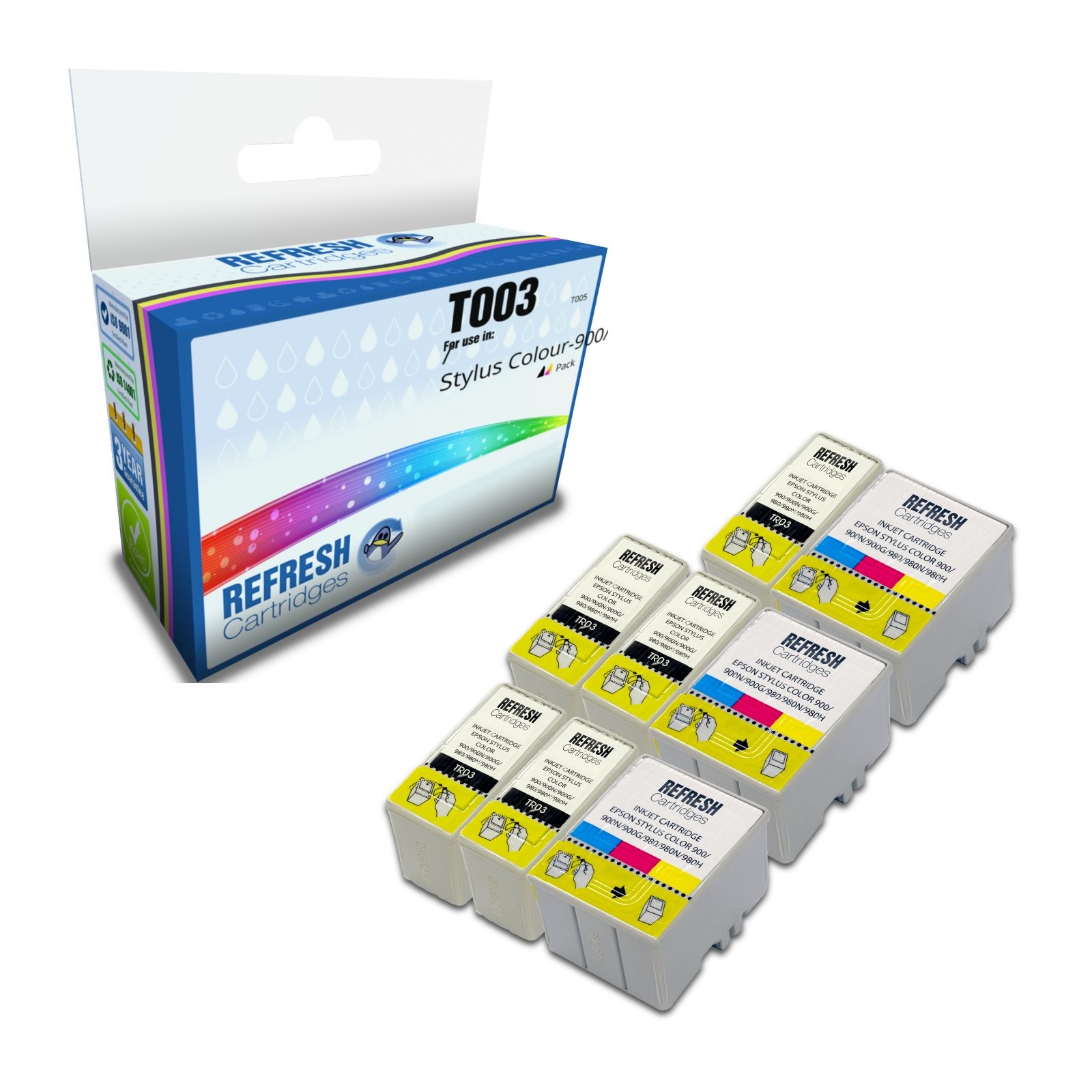 Refresh Cartridges Value Pack 5x T003/3x T005 Ink Compatible With Epson Printers