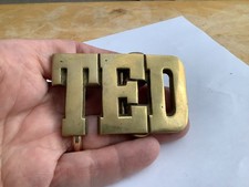 Vintage 1970's Solid Brass Name Belt Buckle Taiwan TED