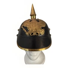 Faux Leather German Helmet with Spike Pickelhaube