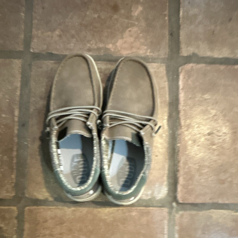 Dude Men's Gray Canvas Lace Up Boat Shoes Casual Round Toe US 8 Pre-owned